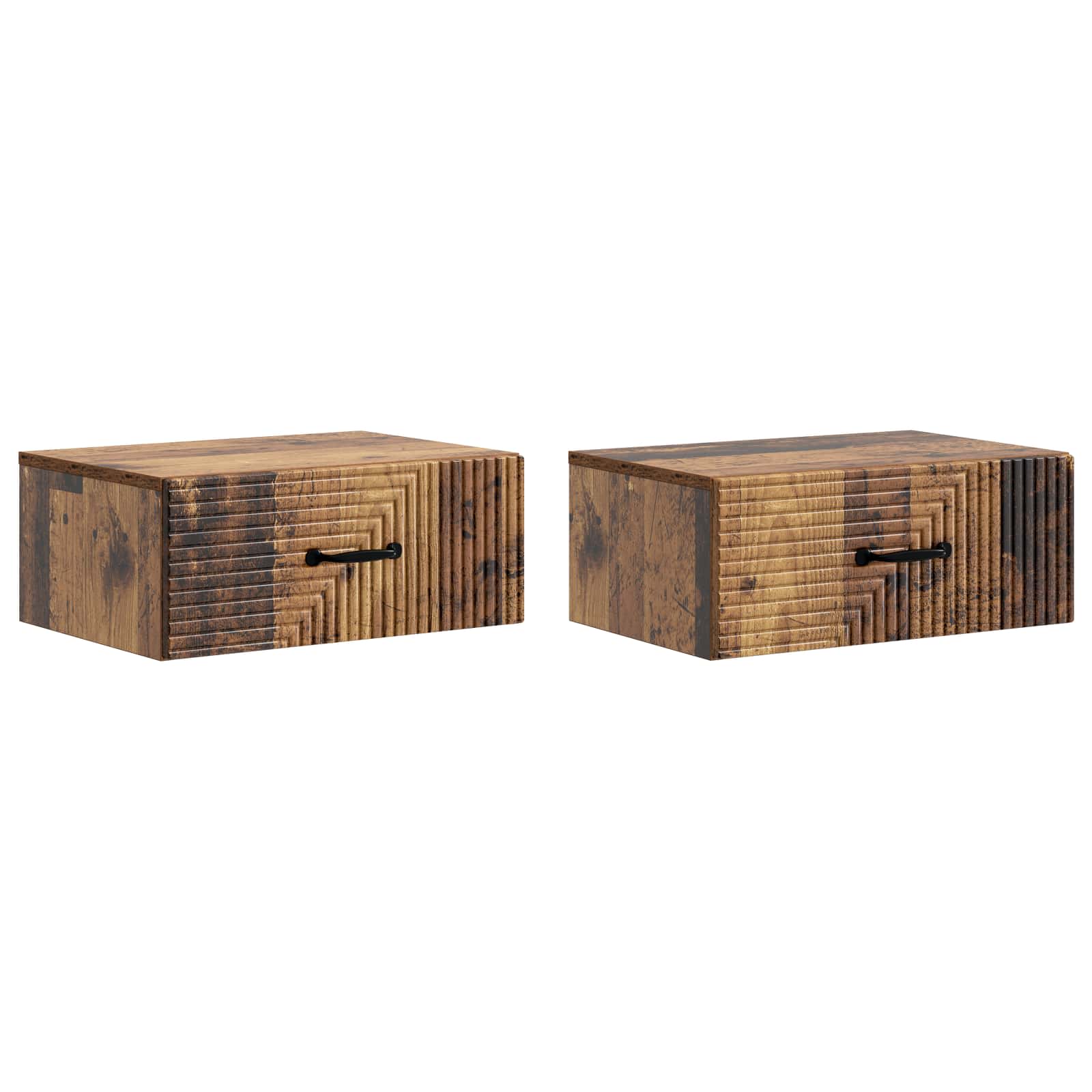 Wandbeugel Bedkast met lade 2 pcs Oud hout 49 x 34,5 x 20 cm