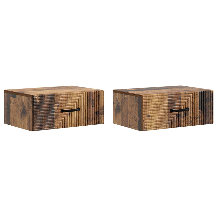 Wandbeugel Bedkast met lade 2 pcs Oud hout 49 x 34,5 x 20 cm
