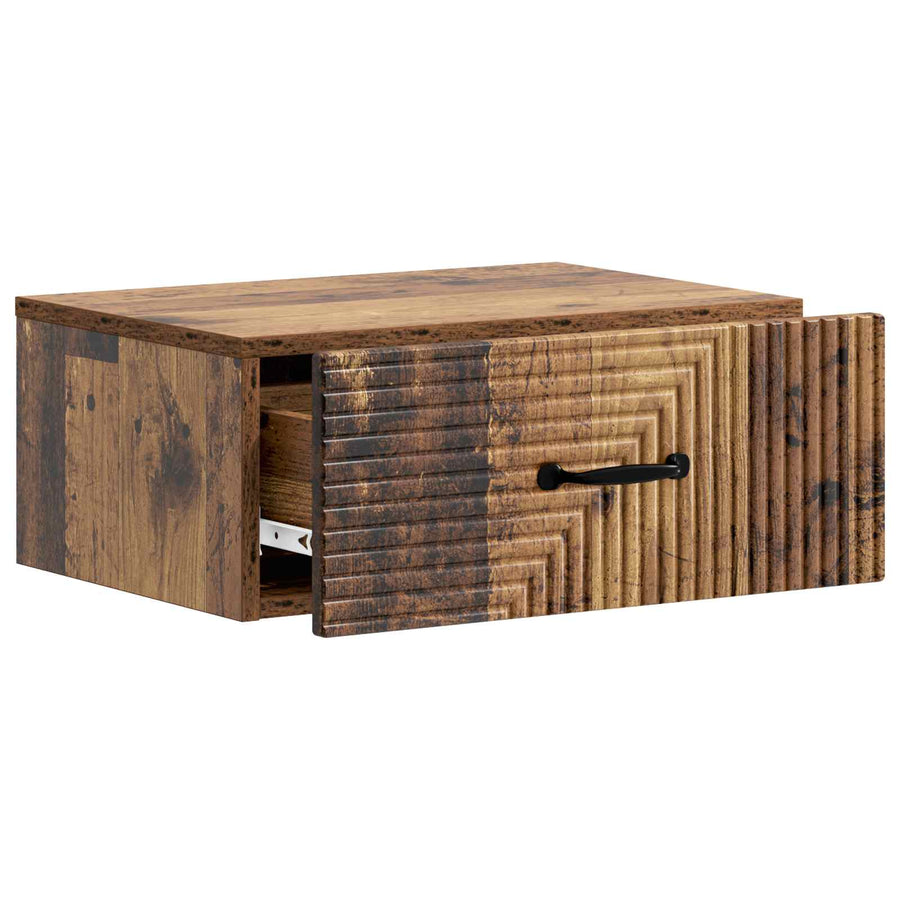 Wandbeugel Bedkast met lade 2 pcs Oud hout 49 x 34,5 x 20 cm