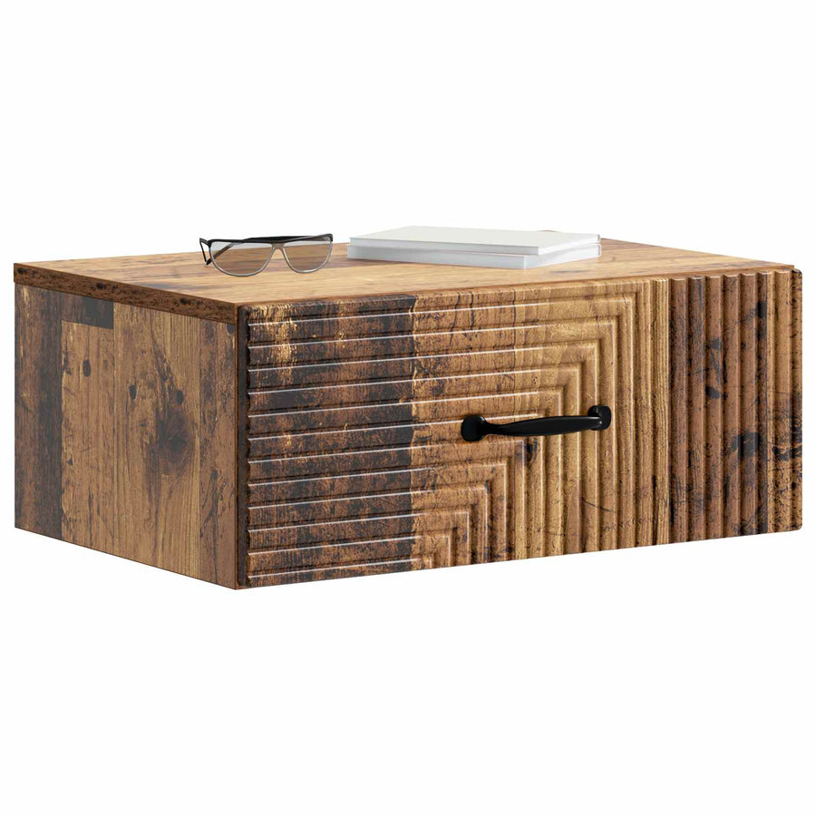 Wandbeugel Bedkast met lade 2 pcs Oud hout 49 x 34,5 x 20 cm