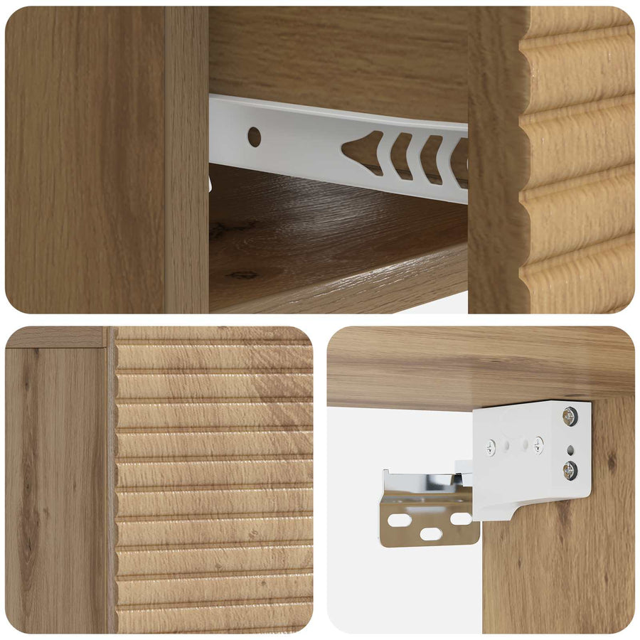 Wandbeugel Bedkast met lade Artisanaal eiken 49 x 34,5 x 20 cm