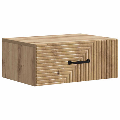 Wandbeugel Bedkast met lade Artisanaal eiken 49 x 34,5 x 20 cm
