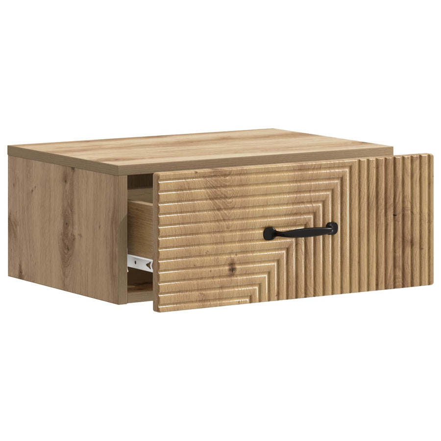 Wandbeugel Bedkast met lade Artisanaal eiken 49 x 34,5 x 20 cm