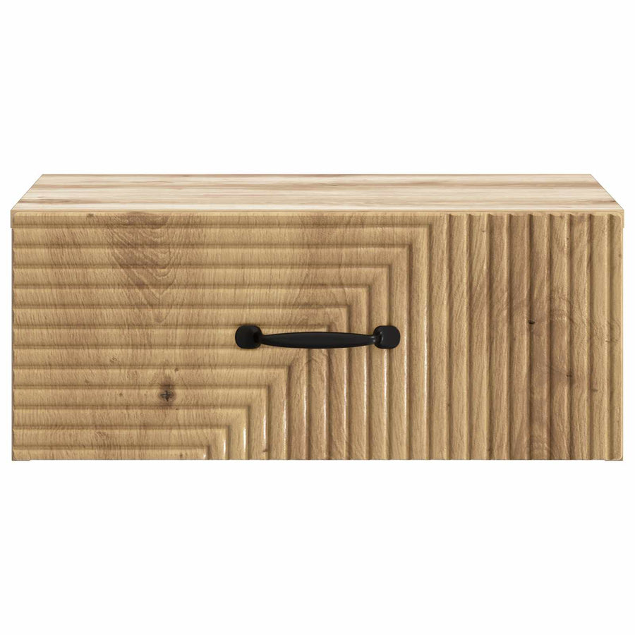 Wandbeugel Bedkast met lade Artisanaal eiken 49 x 34,5 x 20 cm