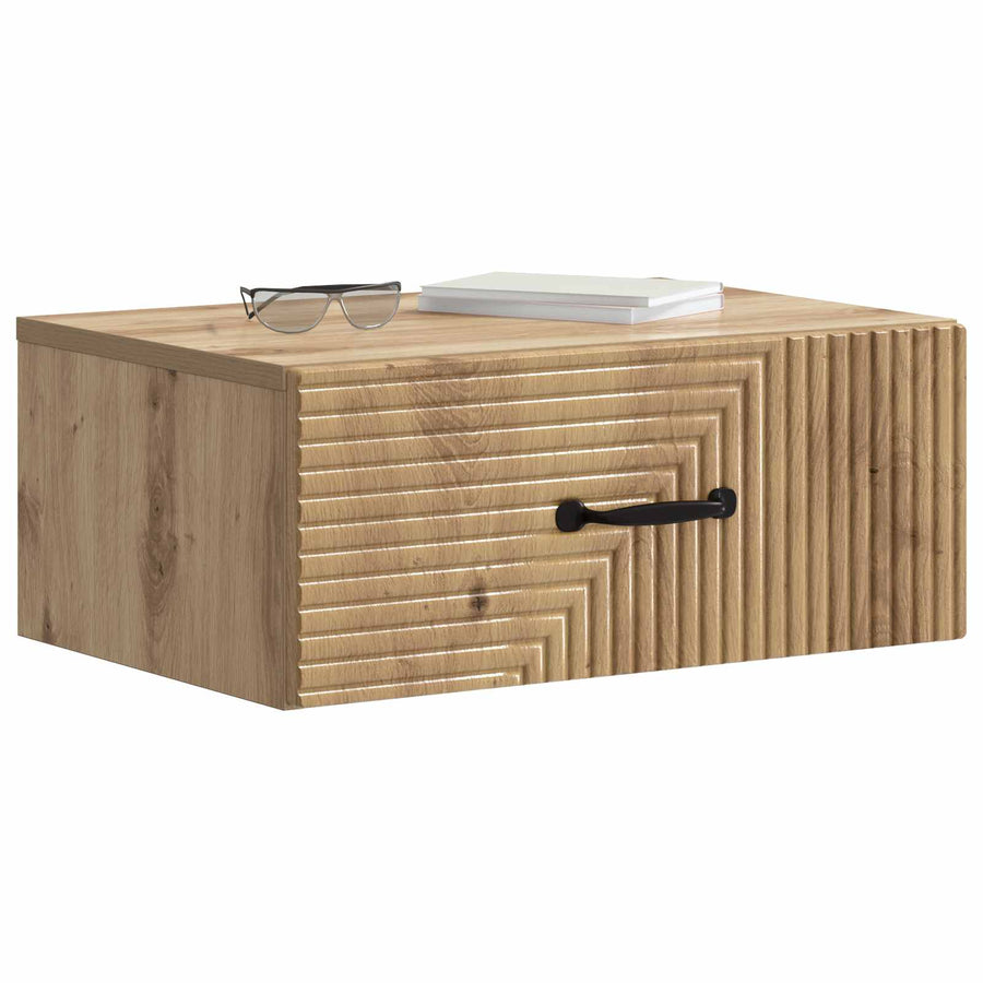 Wandbeugel Bedkast met lade Artisanaal eiken 49 x 34,5 x 20 cm