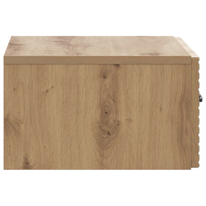 Wandbeugel Bedkast met lade Artisanaal eiken 49 x 34,5 x 20 cm