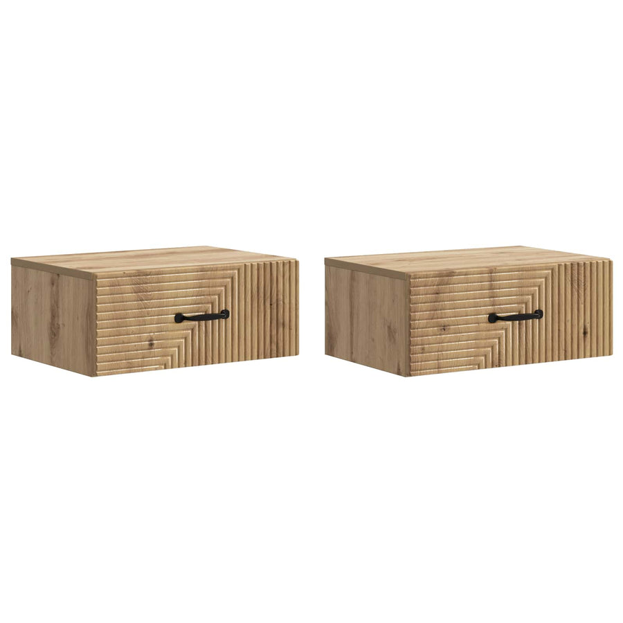 Wandbeugel Bedkast 2 pcs Artisanaal eiken 49 x 34,5 x 20 cm