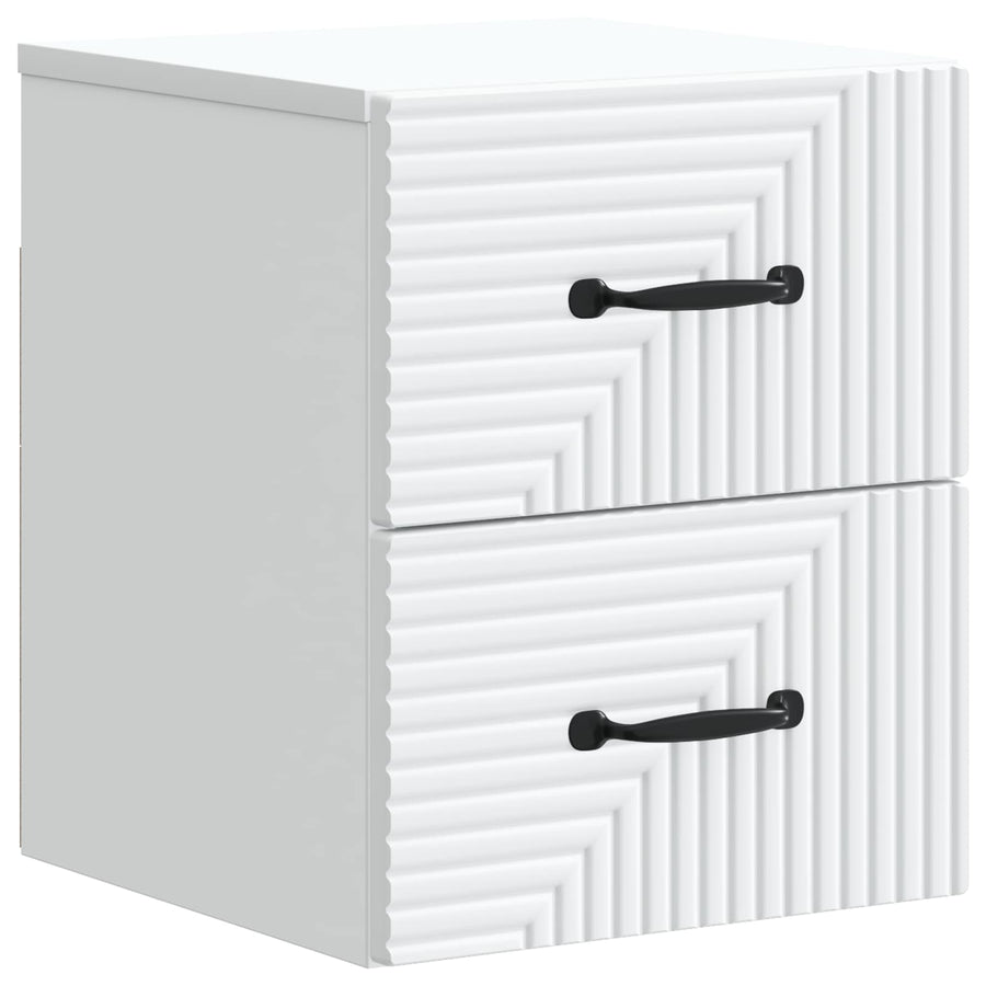 Wandbeugel Bedkast met lade Wit 34,5 x 33 x 40 cm Bewerkt hout