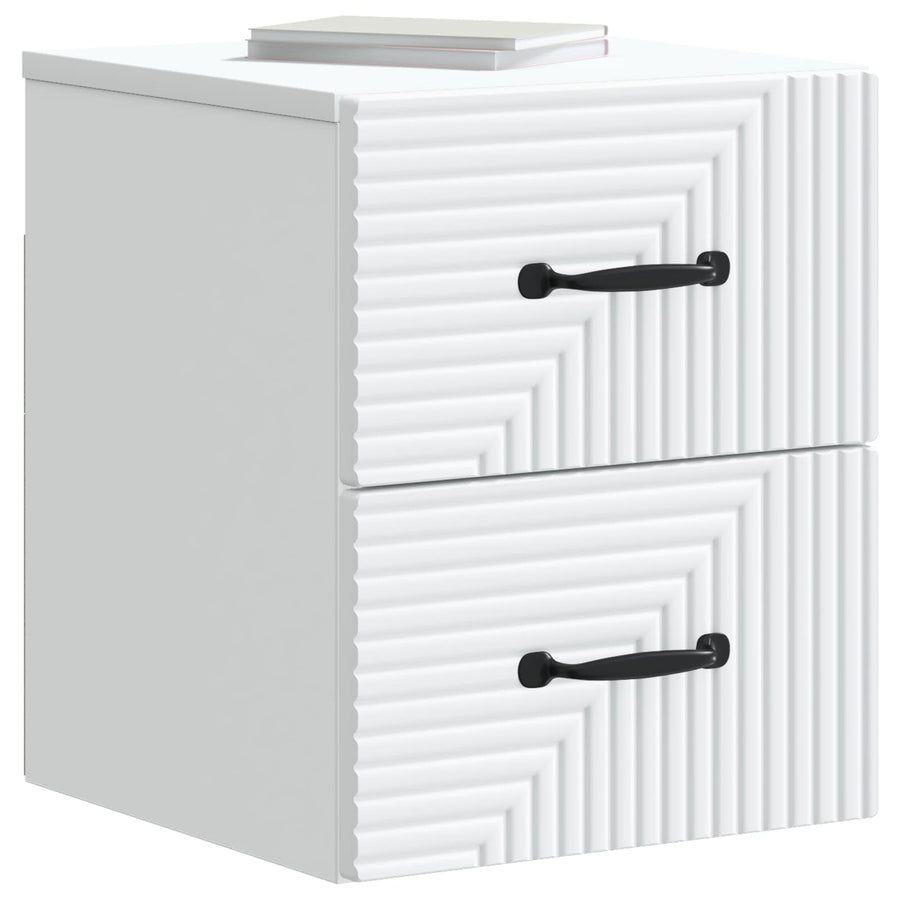 Wandbeugel Bedkast met lade Wit 34,5 x 33 x 40 cm Bewerkt hout
