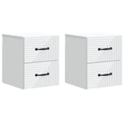 Nachtkastjes 2 stuks wit 34,5x33x40 cm bewerkt hout muurmontage