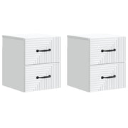 Nachtkastjes 2 stuks wit 34,5x33x40 cm bewerkt hout muurmontage