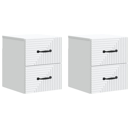 Wandbeugel Bedkast 2 pcs Wit 34,5 x 33 x 40 cm Bewerkt hout