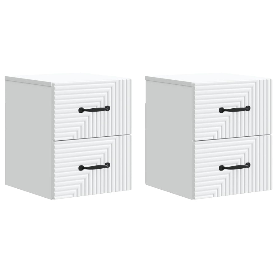 Wandbeugel Bedkast 2 pcs Wit 34,5 x 33 x 40 cm Bewerkt hout