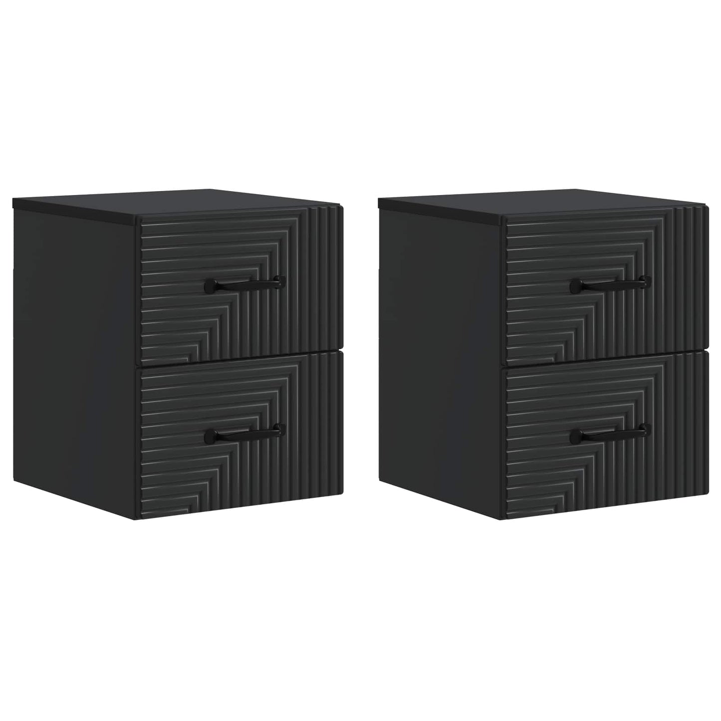 Wandbeugel Bedkast 2 pcs Zwart 34,5 x 33 x 40 cm Bewerkt hout