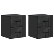 Nachtkastje 2 stuks 34,5x33x40 cm zwart bewerkt hout muurmontage