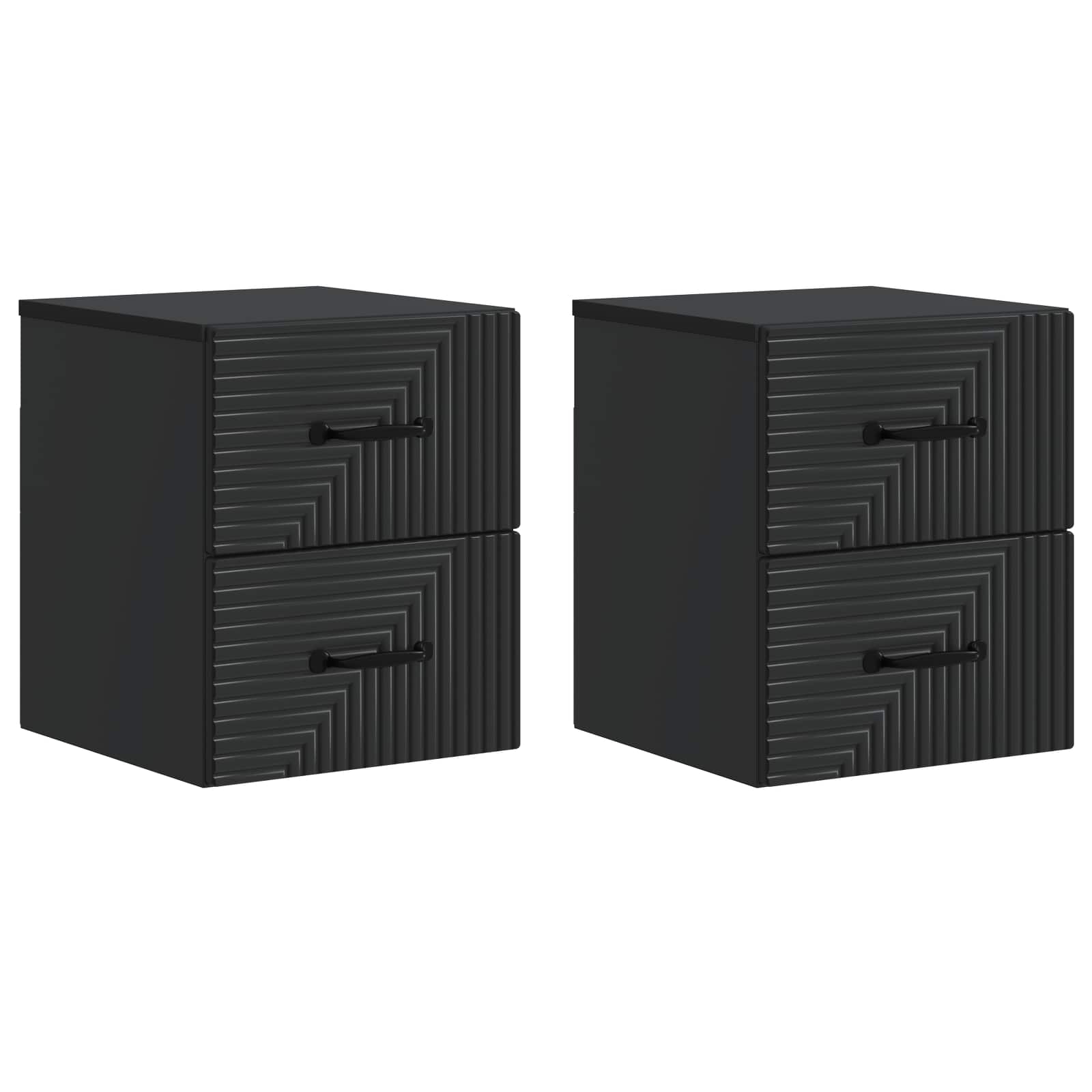Wandbeugel Bedkast 2 pcs Zwart 34,5 x 33 x 40 cm Bewerkt hout