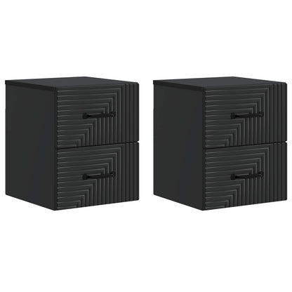 Wandbeugel Bedkast 2 pcs Zwart 34,5 x 33 x 40 cm Bewerkt hout