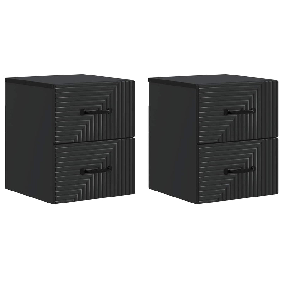 Wandbeugel Bedkast 2 pcs Zwart 34,5 x 33 x 40 cm Bewerkt hout