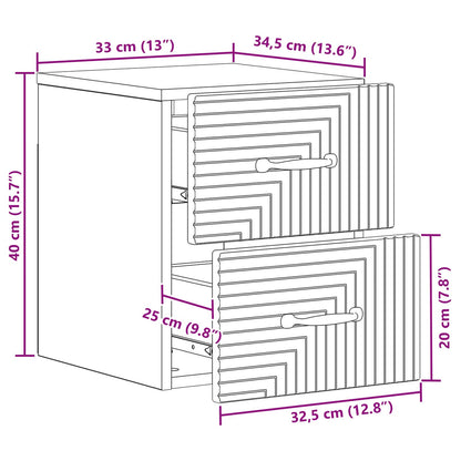 Wandbeugel Bedkast 2 pcs Zwart 34,5 x 33 x 40 cm Bewerkt hout