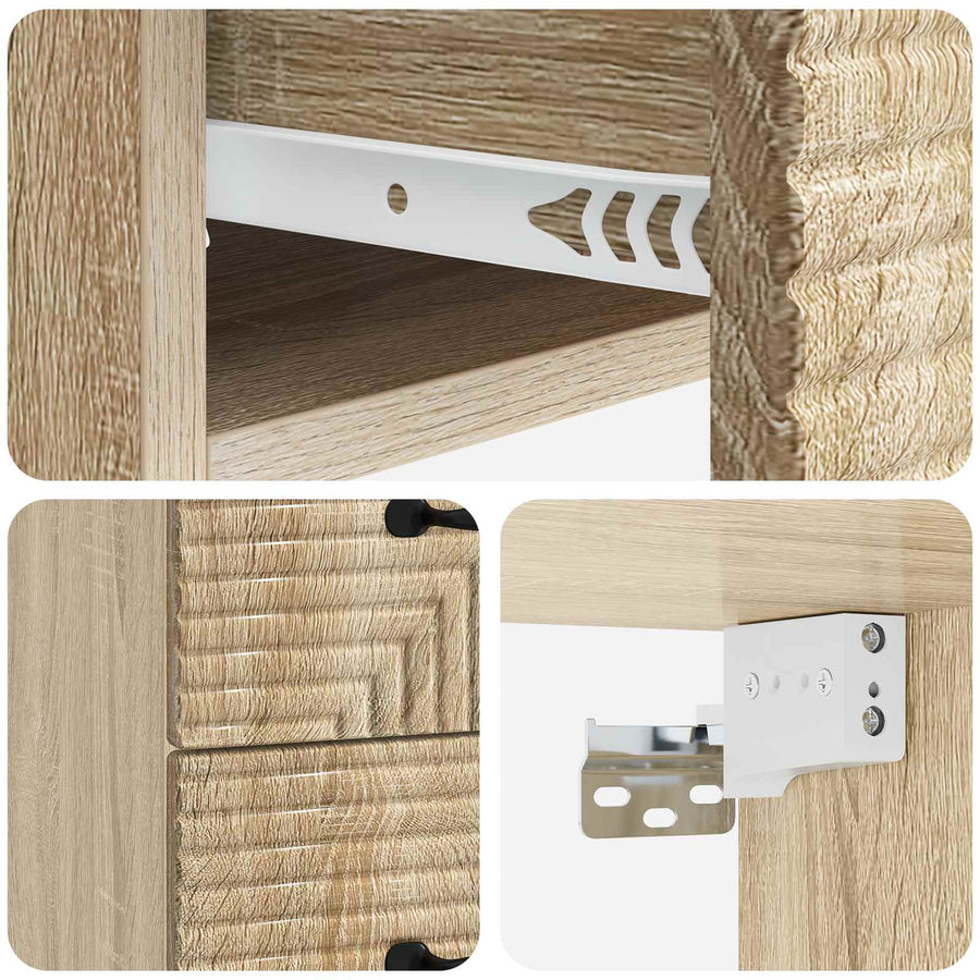 Wandbeugel Bedkast Sonoma Eiken 34,5 x 33 x 40 cm Bewerkt hout
