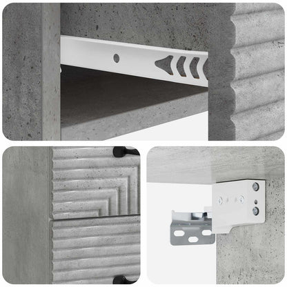 Wandbeugel Bedkast met lade 2 pcs Betongrijs 34,5 x 33 x 40 cm