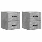 Nachtkastjes 2 stuks betongrijs 34,5x33x40 cm muurmontage