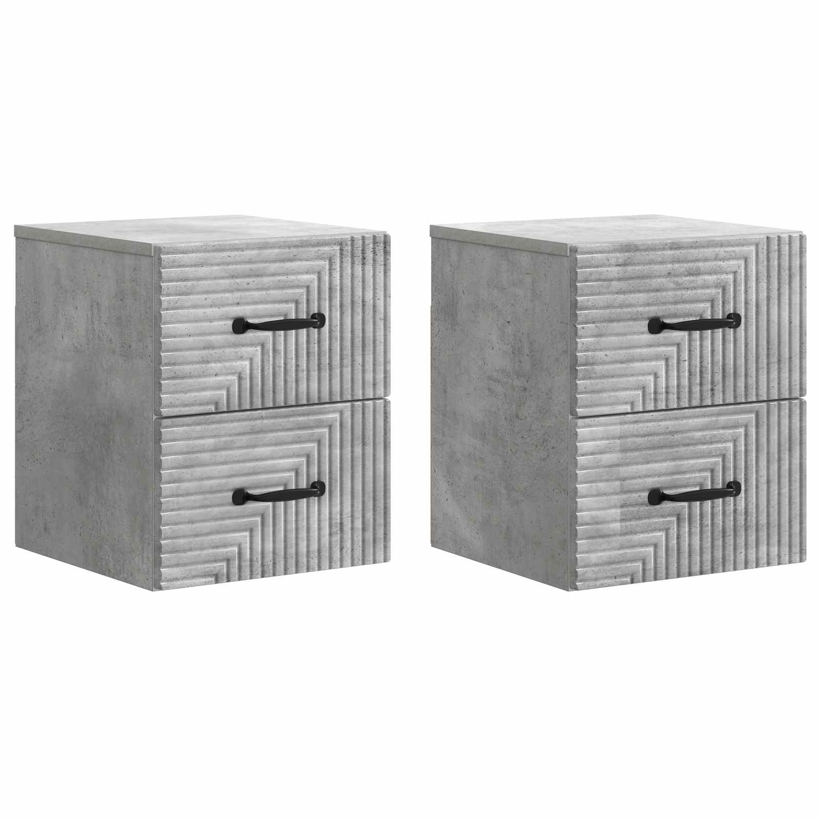 Wandbeugel Bedkast met lade 2 pcs Betongrijs 34,5 x 33 x 40 cm