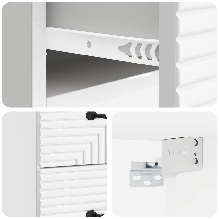 Wandbeugel Bedkast Hoogglans Wit 34,5 x 33 x 40 cm Bewerkt hout