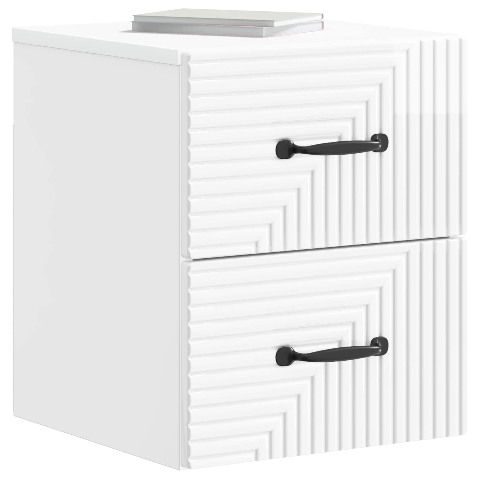 Wandbeugel Bedkast Hoogglans Wit 34,5 x 33 x 40 cm Bewerkt hout