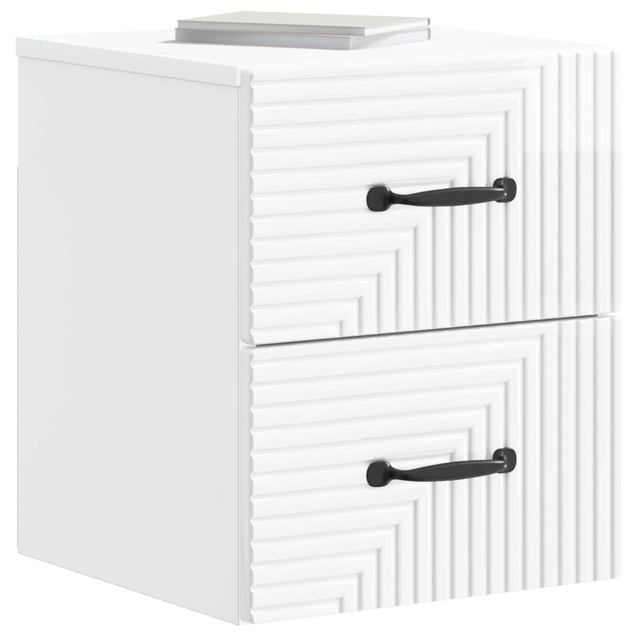 Wandbeugel Bedkast Hoogglans Wit 34,5 x 33 x 40 cm Bewerkt hout