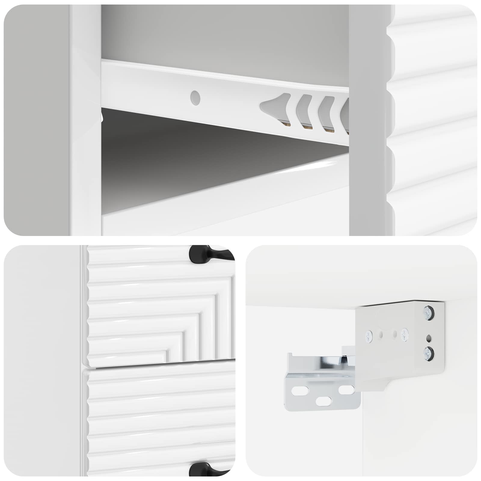 Wandbeugel Bedkast 2 pcs Hoogglans Wit 34,5 x 33 x 40 cm