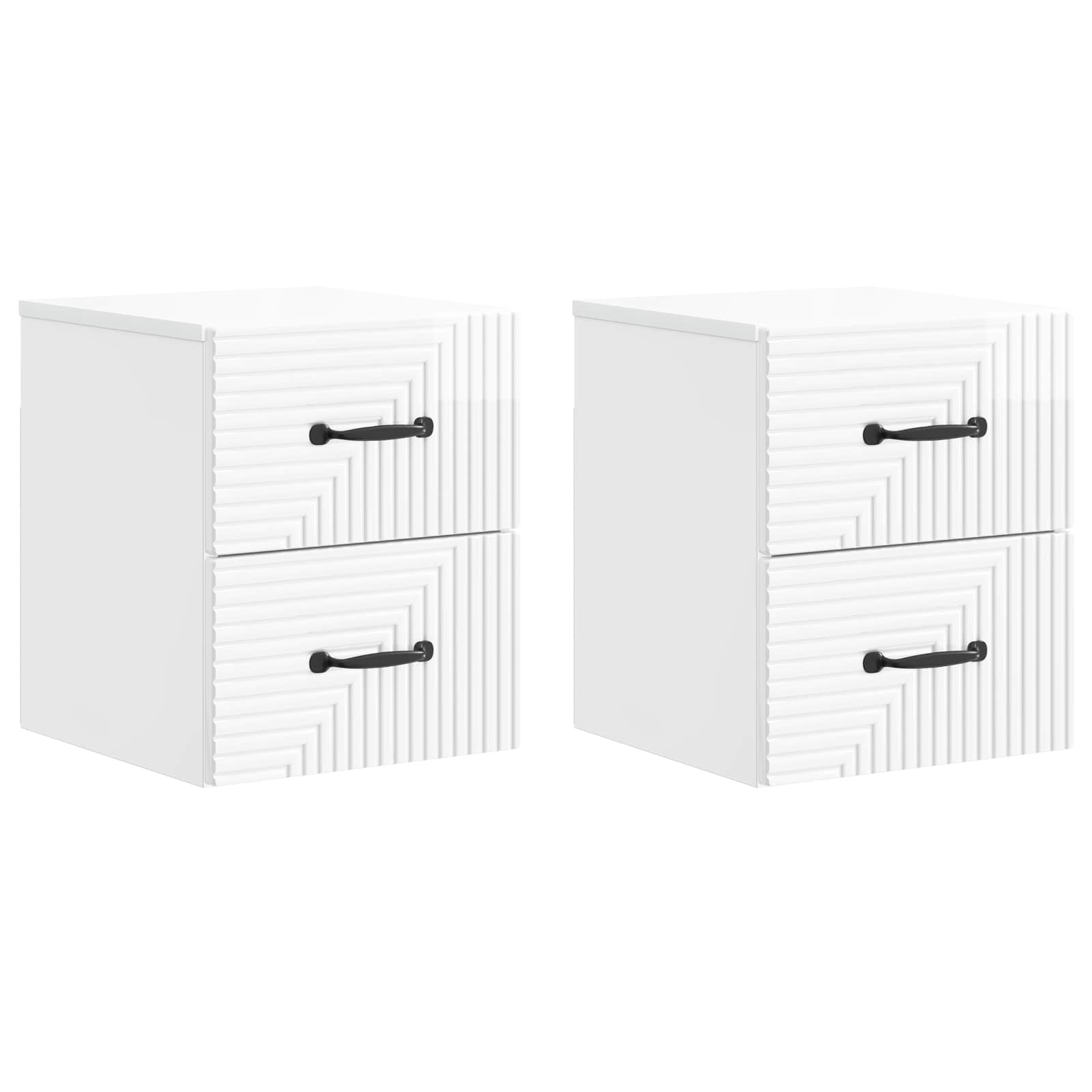 Wandbeugel Bedkast 2 pcs Hoogglans Wit 34,5 x 33 x 40 cm