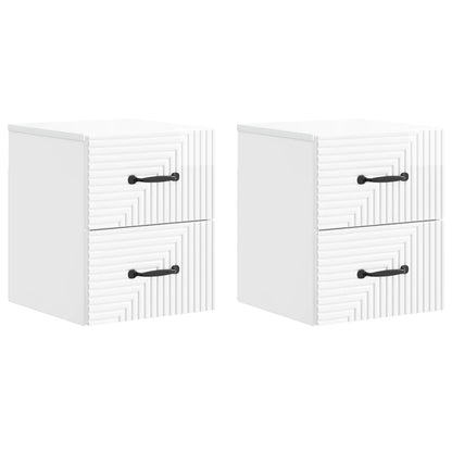 Wandbeugel Bedkast 2 pcs Hoogglans Wit 34,5 x 33 x 40 cm