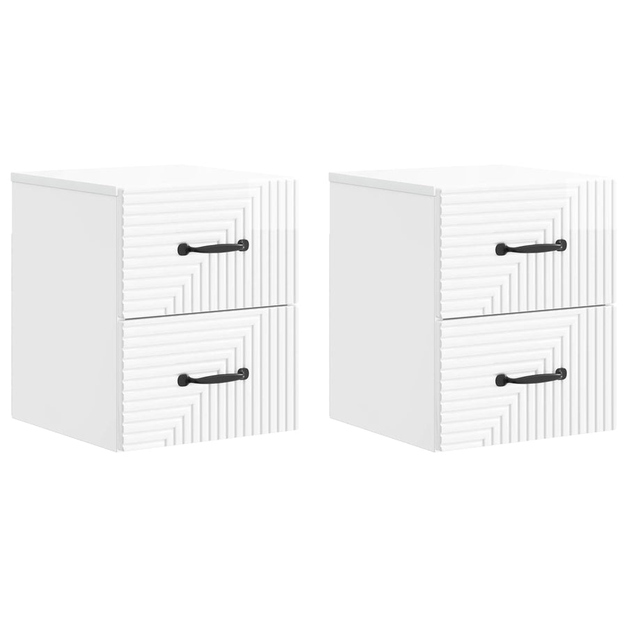 Wandbeugel Bedkast 2 pcs Hoogglans Wit 34,5 x 33 x 40 cm