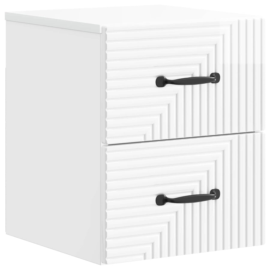 Wandbeugel Bedkast 2 pcs Hoogglans Wit 34,5 x 33 x 40 cm