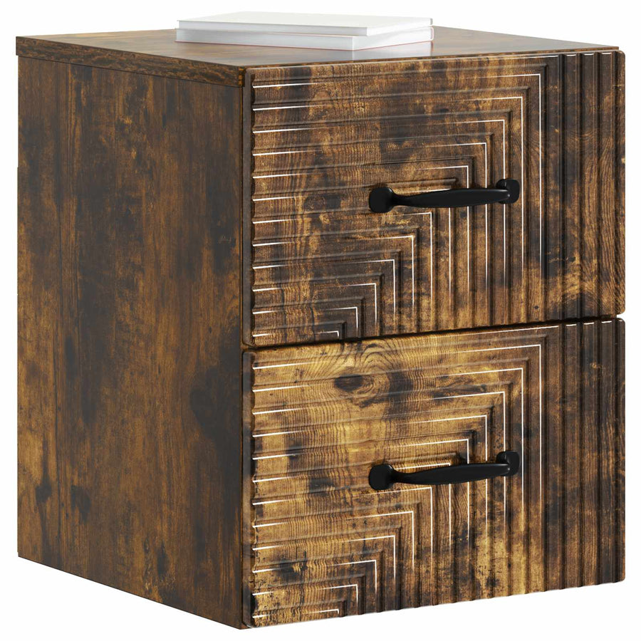 Wandbeugel Bedkast Gerookt eiken 34,5 x 33 x 40 cm Bewerkt hout