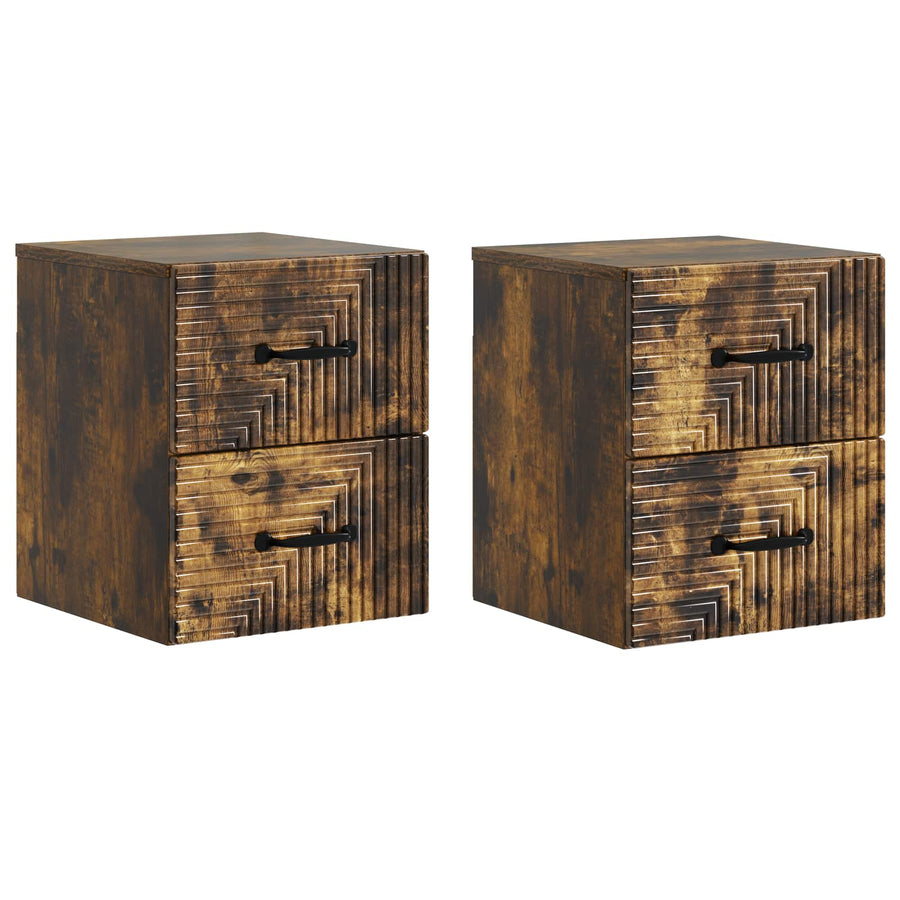 Wandbeugel Bedkast 2 pcs Gerookt eiken 34,5 x 33 x 40 cm