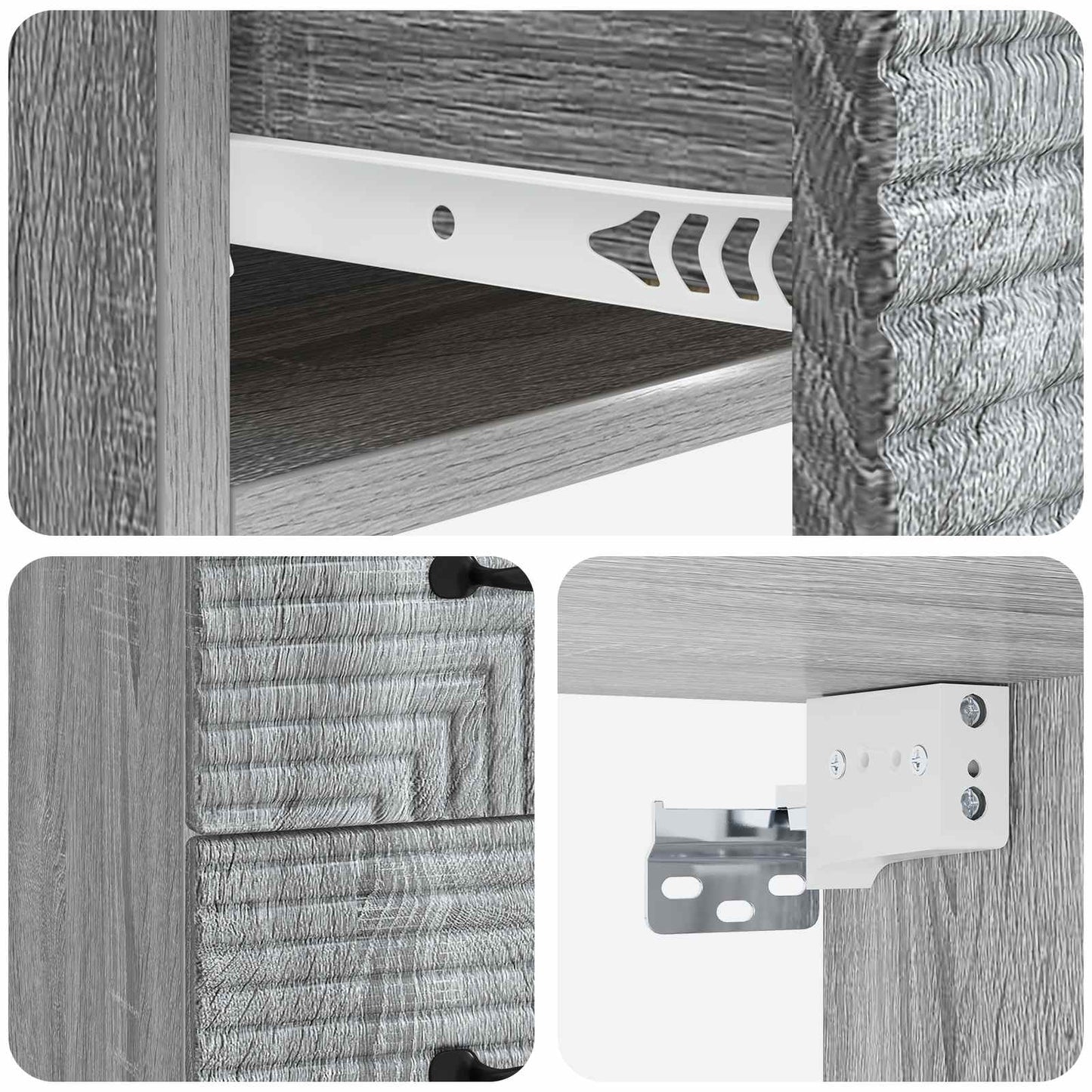 Wandbeugel Bedkast 2 pcs Grijs sonoma 34,5 x 33 x 40 cm