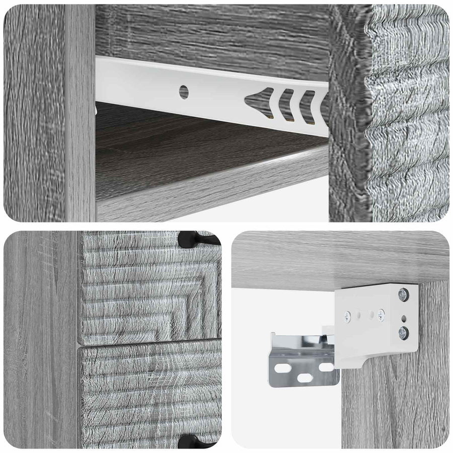 Wandbeugel Bedkast 2 pcs Grijs sonoma 34,5 x 33 x 40 cm