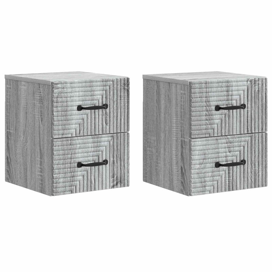 Wandbeugel Bedkast 2 pcs Grijs sonoma 34,5 x 33 x 40 cm