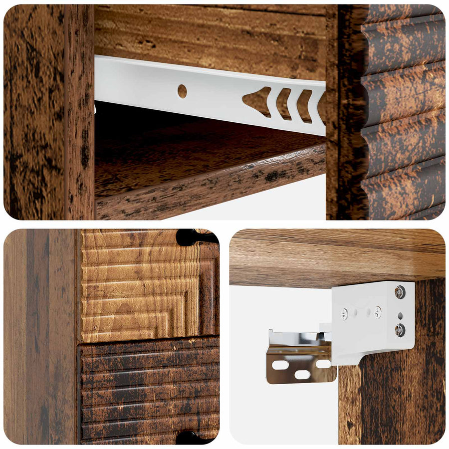 Wandbeugel Bedkast met lade 2 pcs Oud hout 34,5 x 33 x 40 cm