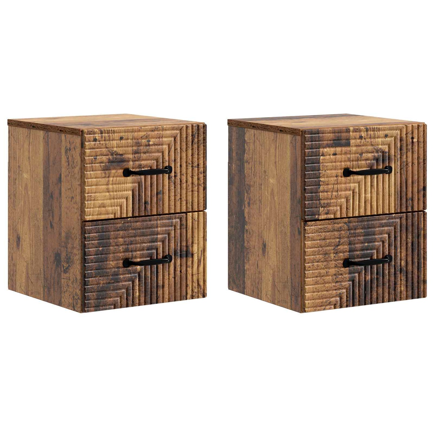 Wandbeugel Bedkast met lade 2 pcs Oud hout 34,5 x 33 x 40 cm