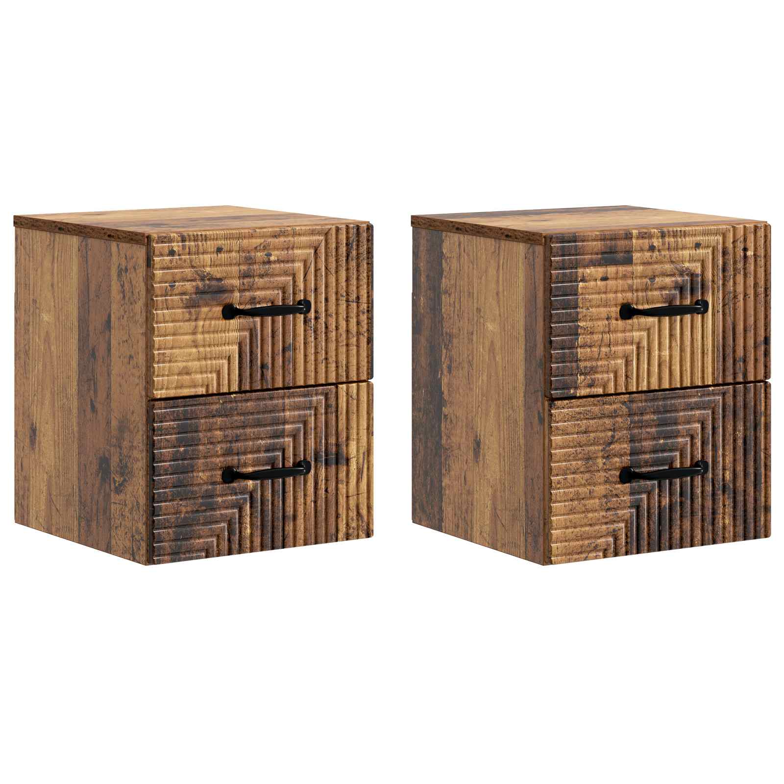 Wandbeugel Bedkast met lade 2 pcs Oud hout 34,5 x 33 x 40 cm