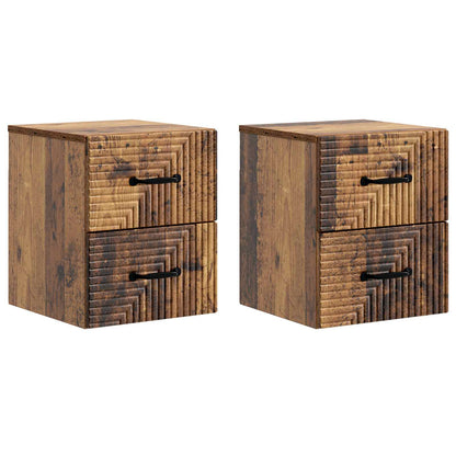 Wandbeugel Bedkast met lade 2 pcs Oud hout 34,5 x 33 x 40 cm