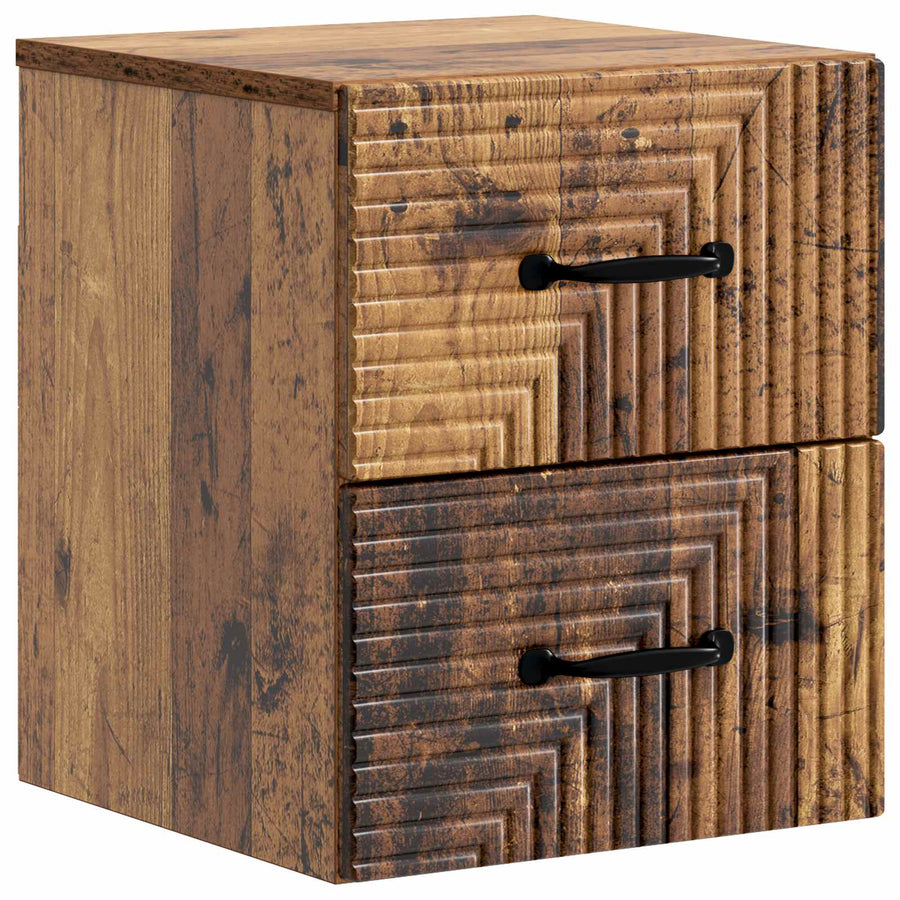 Wandbeugel Bedkast met lade 2 pcs Oud hout 34,5 x 33 x 40 cm