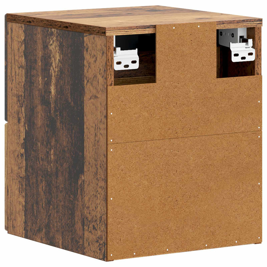 Wandbeugel Bedkast met lade 2 pcs Oud hout 34,5 x 33 x 40 cm
