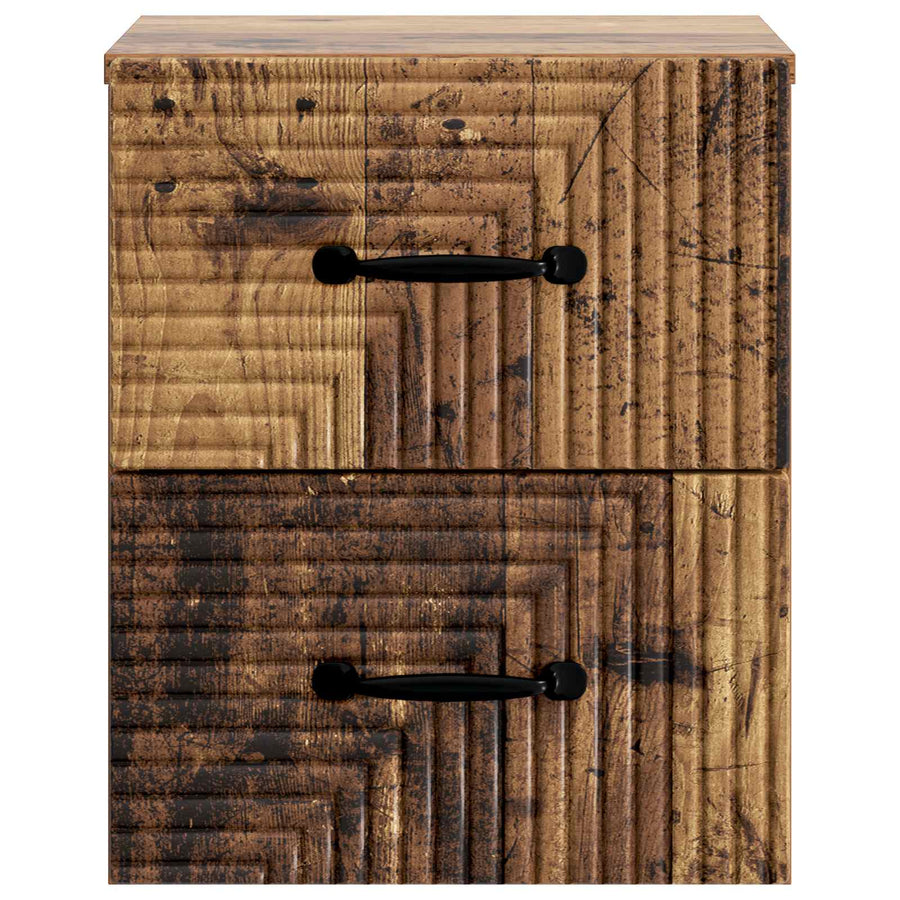 Wandbeugel Bedkast met lade 2 pcs Oud hout 34,5 x 33 x 40 cm
