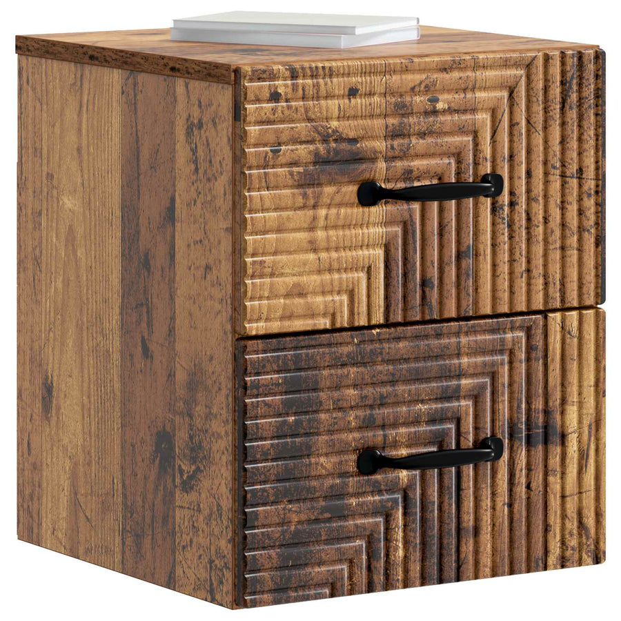 Wandbeugel Bedkast met lade 2 pcs Oud hout 34,5 x 33 x 40 cm