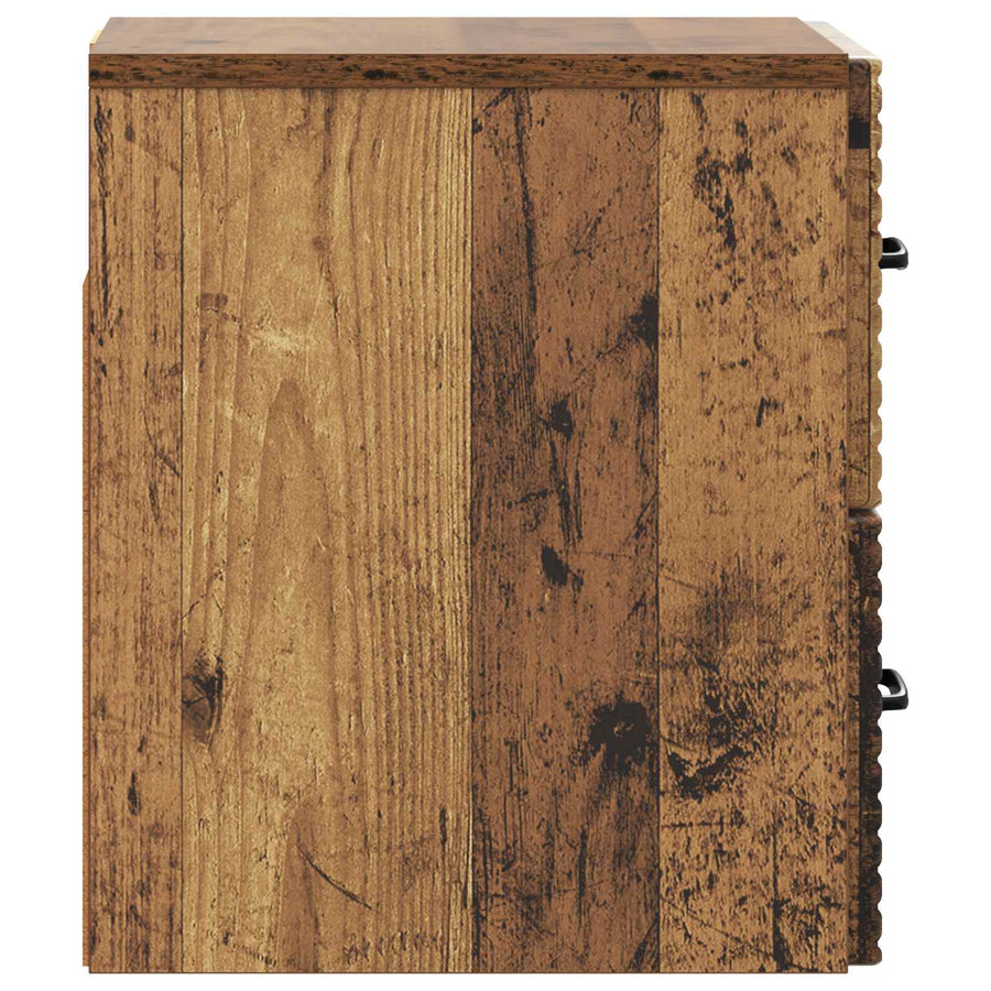 Wandbeugel Bedkast met lade 2 pcs Oud hout 34,5 x 33 x 40 cm