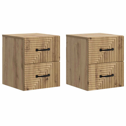 Wandbeugel Bedkast 2 pcs Artisanaal eiken 34,5 x 33 x 40 cm